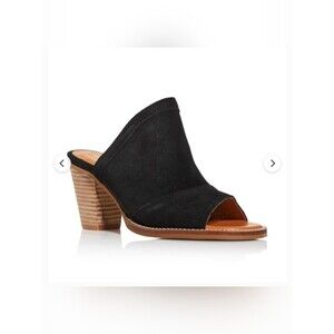 Andre Assous Black Suede Open-Toe Mule Heels - Women Size 8